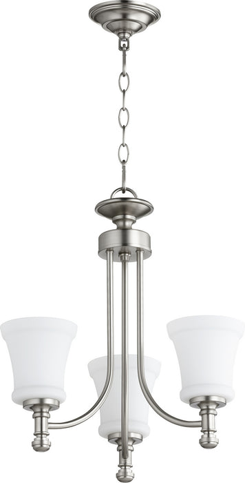 Quorum 6122-3-65 Three Light Chandelier, Satin Nickel