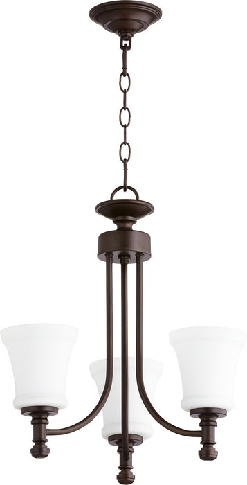 Quorum 6122-3-86 Three Light Chandelier, Oiled Bronze