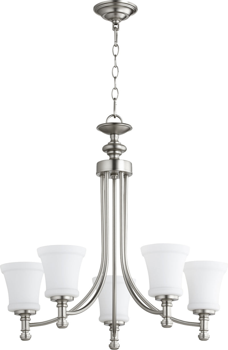 Quorum 6122-5-65 Five Light Chandelier, Satin Nickel
