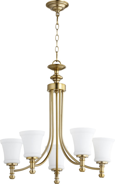 Quorum 6122-5-80 Five Light Chandelier, Aged Brass