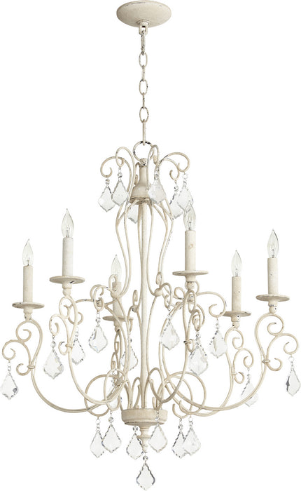 Quorum 6205-6-70 Six Light Chandelier, Persian White