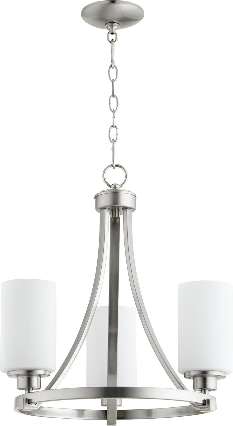 Quorum 6207-3-65 Three Light Chandelier, Satin Nickel