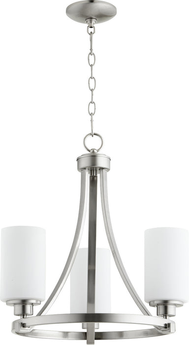 Quorum 6207-3-65 Three Light Chandelier, Satin Nickel