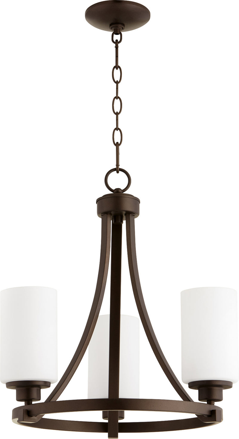 Quorum 6207-3-86 Three Light Chandelier, Oiled Bronze