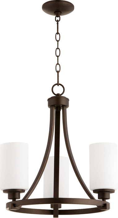 Quorum 6207-3-86 Three Light Chandelier, Oiled Bronze