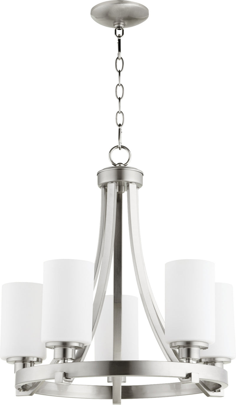 Quorum 6207-5-65 Five Light Chandelier, Satin Nickel