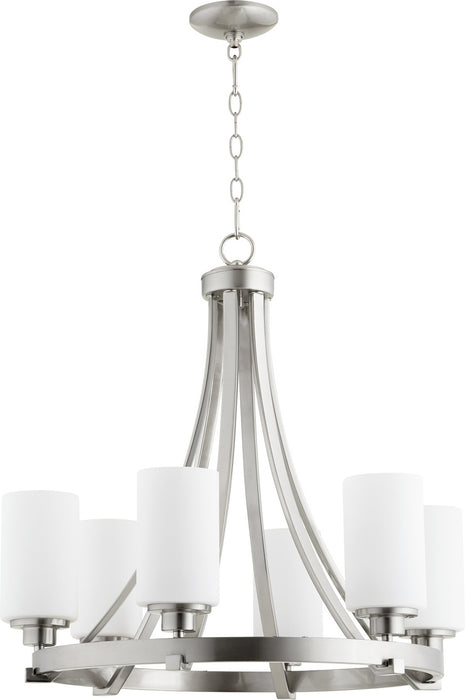 Quorum 6207-6-65 Six Light Chandelier, Satin Nickel