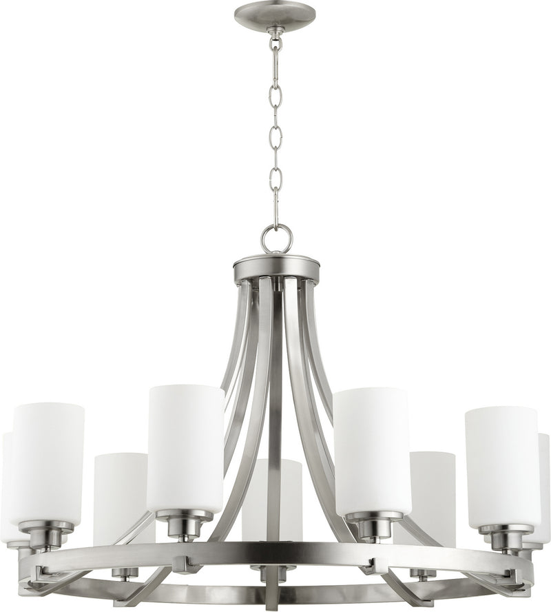 Quorum 6207-9-65 Nine Light Chandelier, Satin Nickel