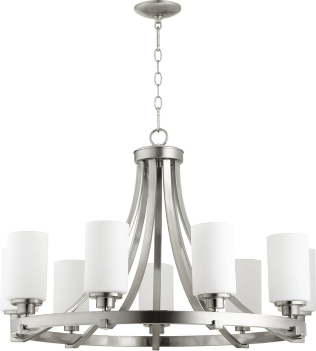 Quorum 6207-9-65 Nine Light Chandelier, Satin Nickel