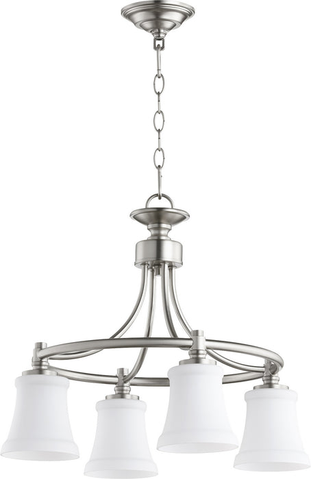 Quorum 6422-4-65 Four Light Chandelier, Satin Nickel