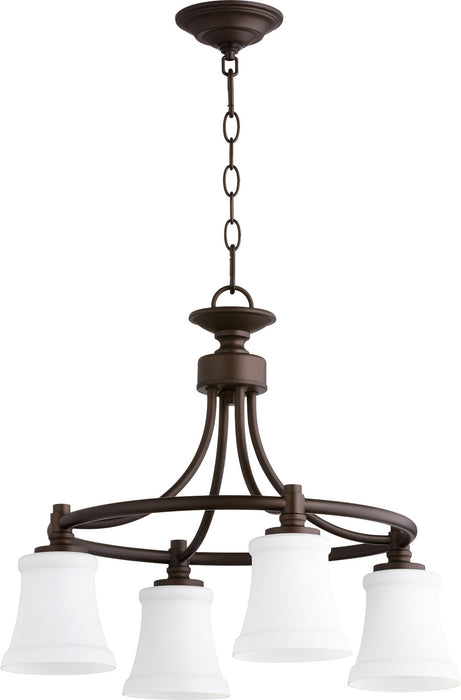 Quorum 6422-4-86 Four Light Chandelier, Oiled Bronze