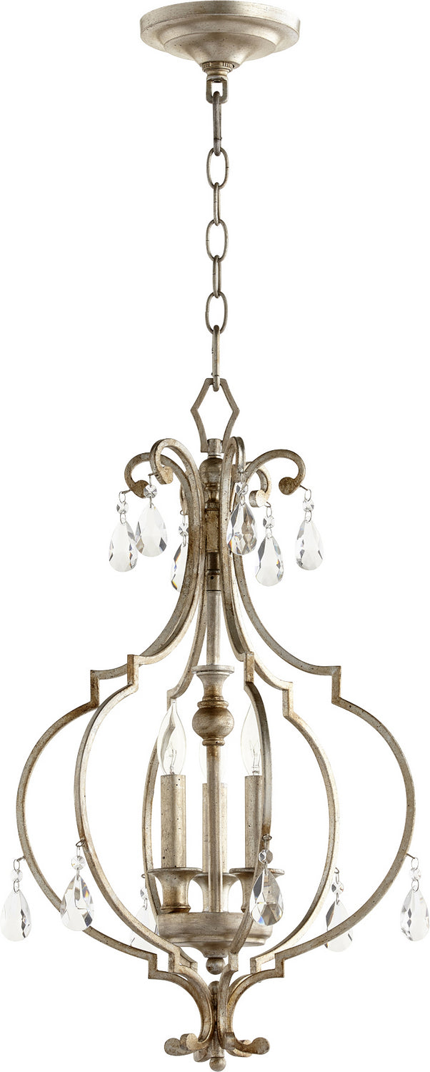 Quorum 6714-3-60 Three Light Entry Pendant, Aged Silver Leaf