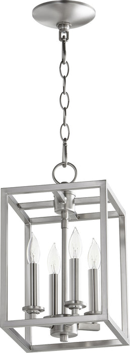 Quorum 6731-4-165 Four Light Entry Pendant, Satin Nickel
