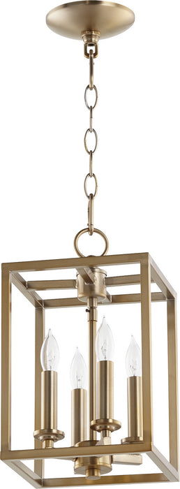 Quorum 6731-4-180 Four Light Entry Pendant, Aged Brass