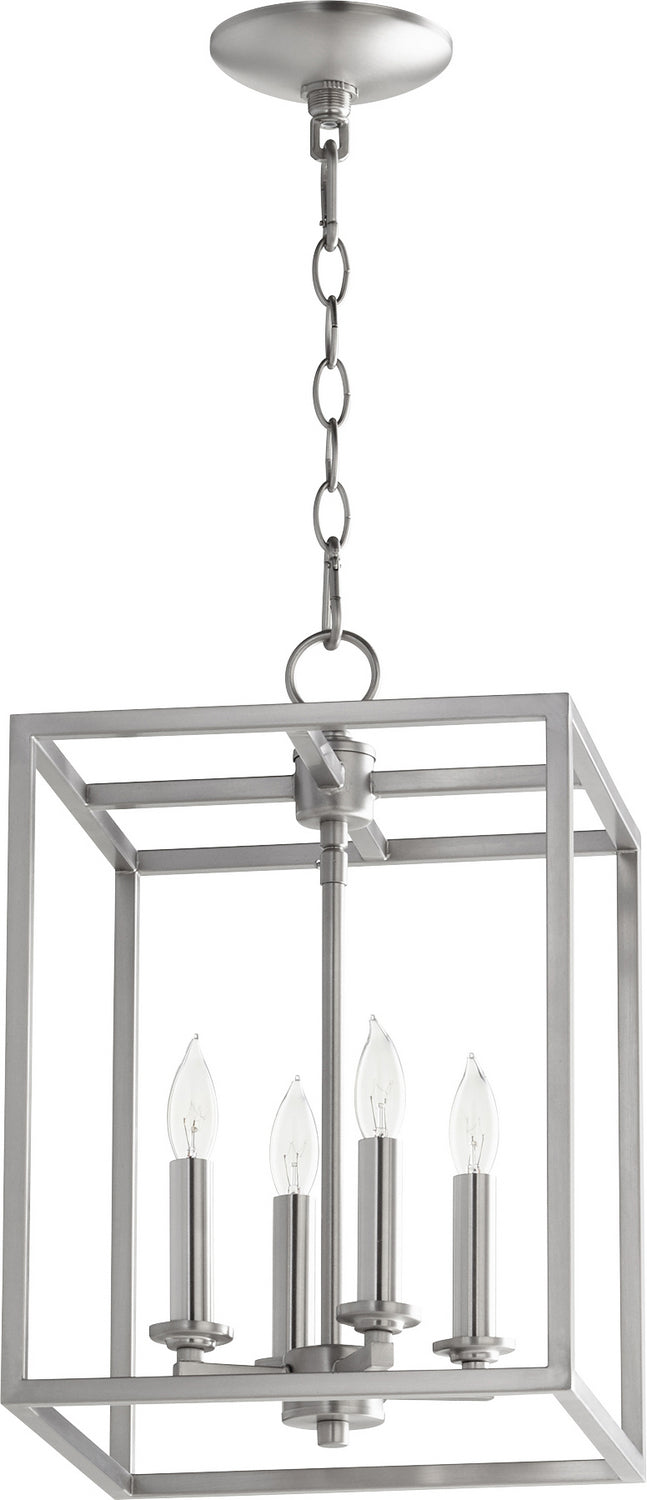 Quorum 6731-4-65 Four Light Entry Pendant, Satin Nickel