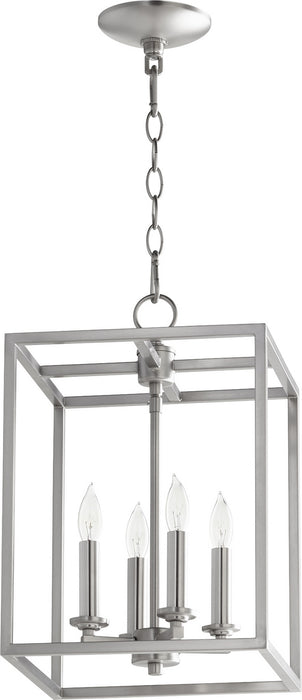 Quorum 6731-4-65 Four Light Entry Pendant, Satin Nickel