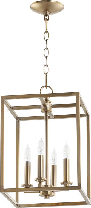 Quorum 6731-4-80 Four Light Entry Pendant, Aged Brass