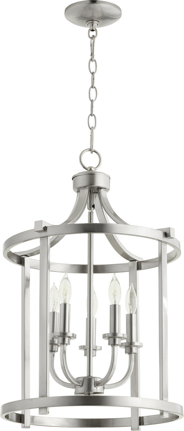 Quorum 6807-5-65 Five Light Entry Pendant, Satin Nickel