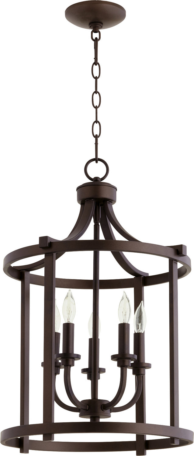 Quorum 6807-5-86 Five Light Entry Pendant, Oiled Bronze