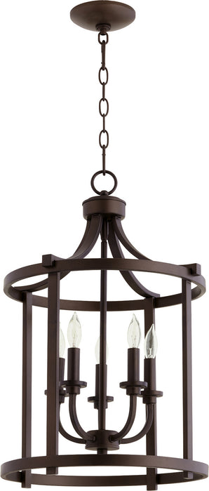Quorum 6807-5-86 Five Light Entry Pendant, Oiled Bronze