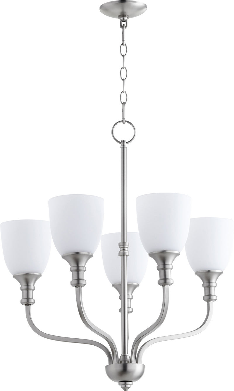 Quorum 6811-5-65 Five Light Chandelier, Satin Nickel