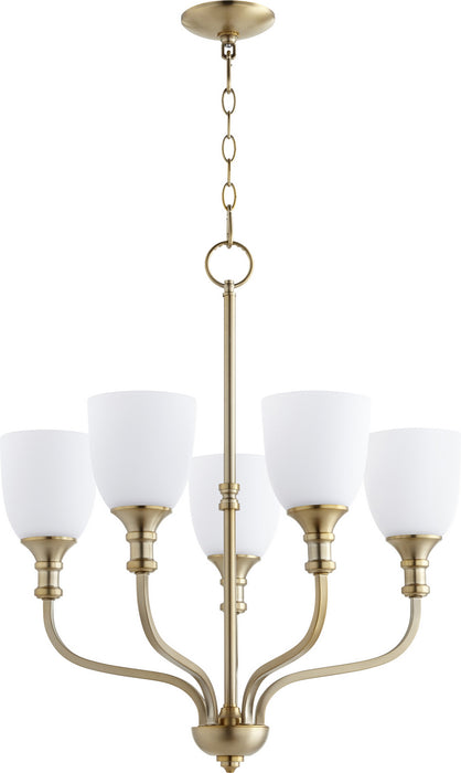 Quorum 6811-5-80 Five Light Chandelier, Aged Brass