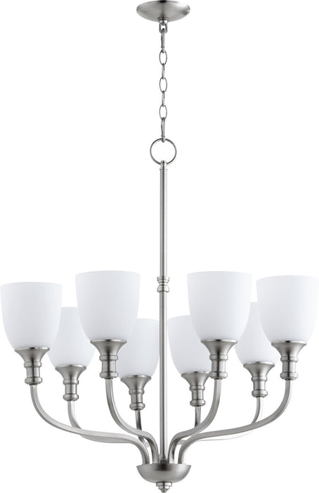Quorum 6811-8-65 Eight Light Chandelier, Satin Nickel