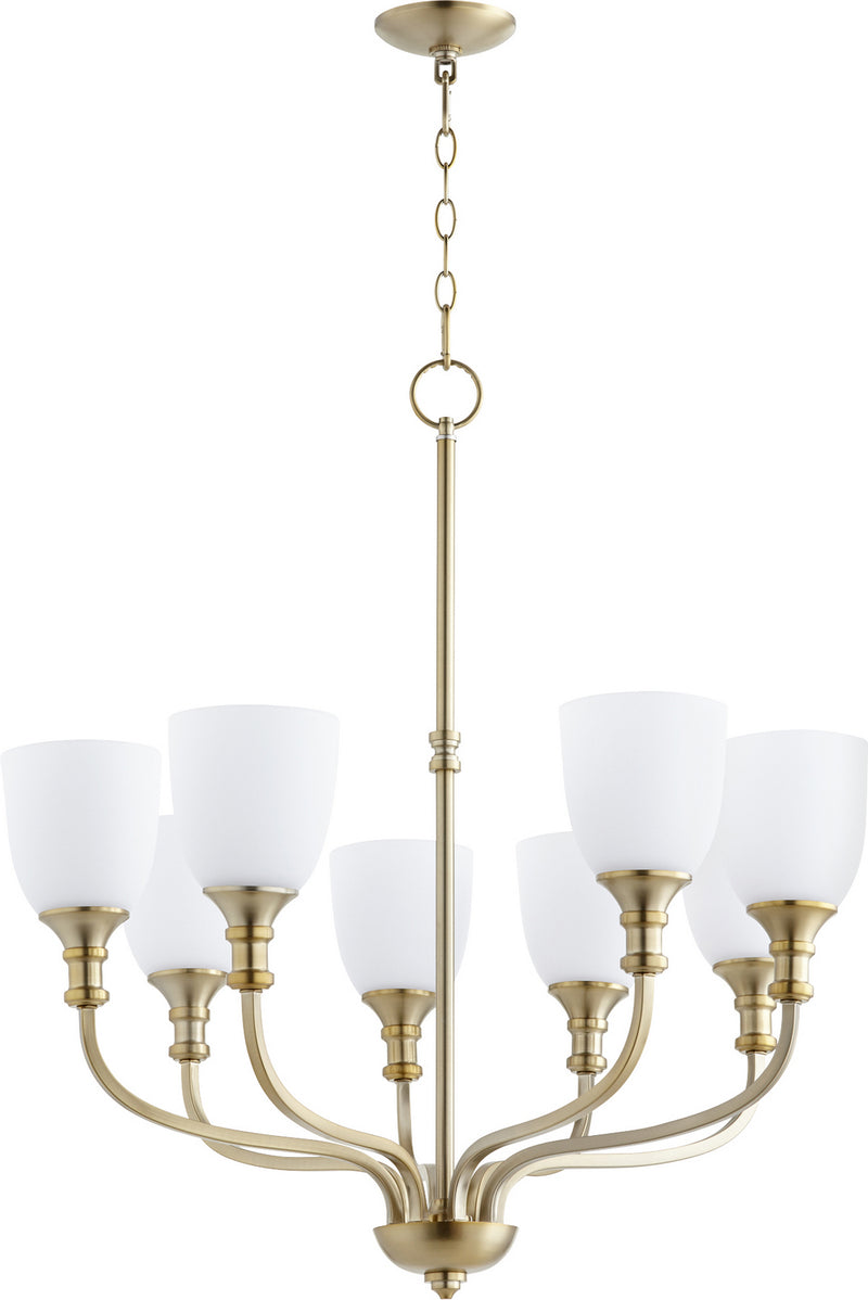 Quorum 6811-8-80 Eight Light Chandelier, Aged Brass