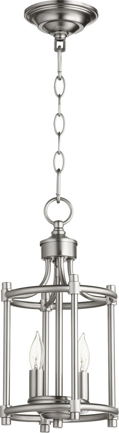 Quorum 6822-2-65 Two Light Entry Pendant, Satin Nickel