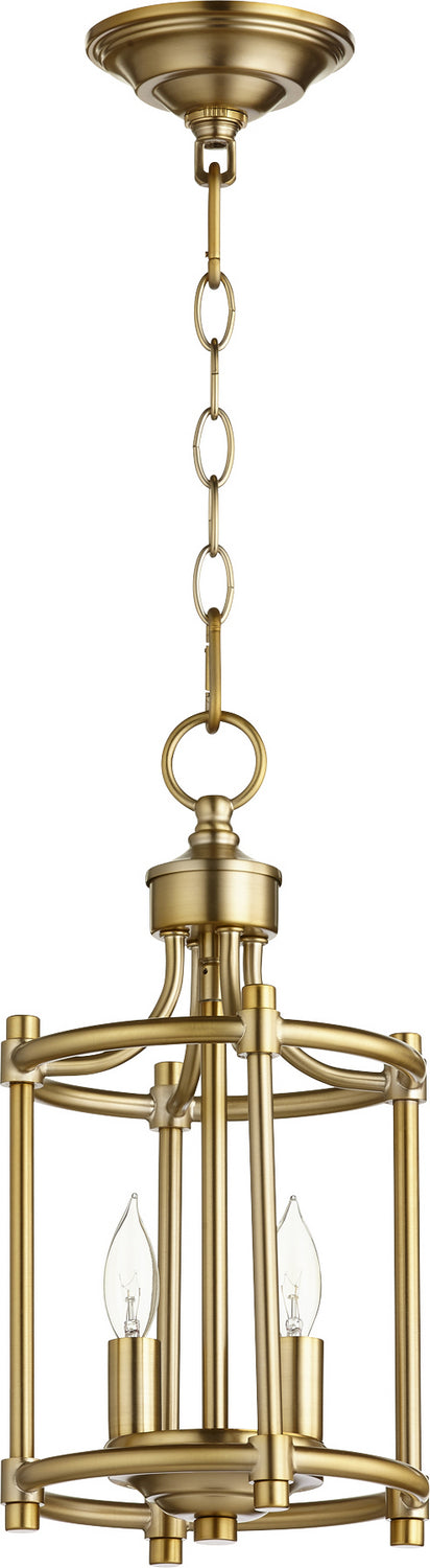 Quorum 6822-2-80 Two Light Entry Pendant, Aged Brass