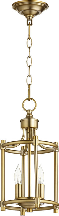 Quorum 6822-2-80 Two Light Entry Pendant, Aged Brass