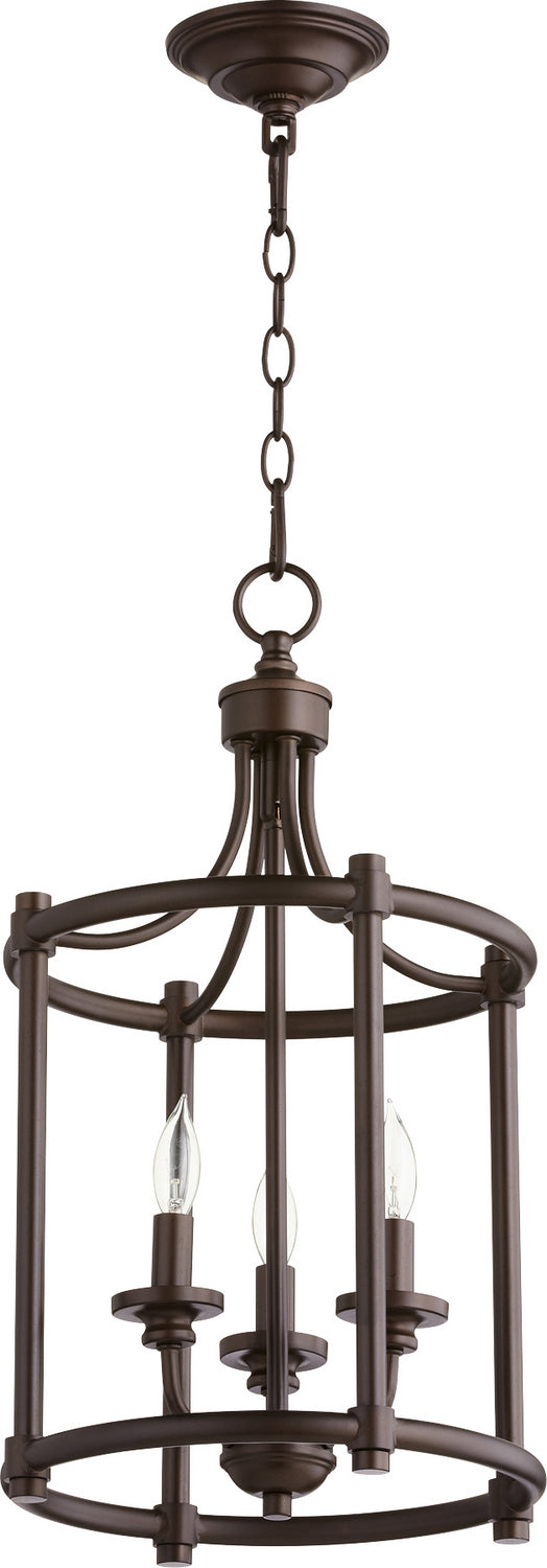 Quorum 6822-3-86 Three Light Entry Pendant, Oiled Bronze
