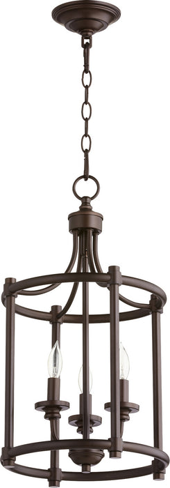 Quorum 6822-3-86 Three Light Entry Pendant, Oiled Bronze