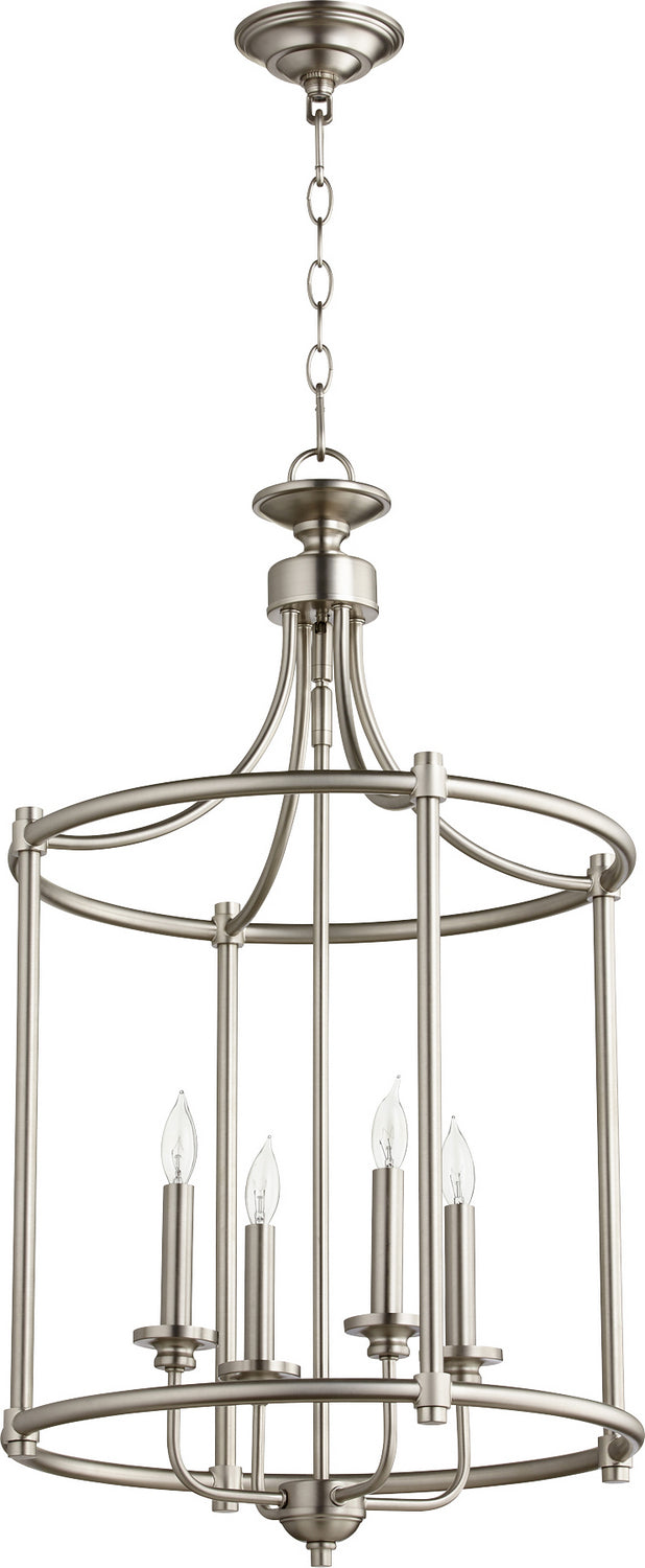Quorum 6822-4-65 Four Light Entry Pendant, Satin Nickel