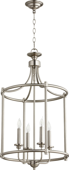 Quorum 6822-4-65 Four Light Entry Pendant, Satin Nickel