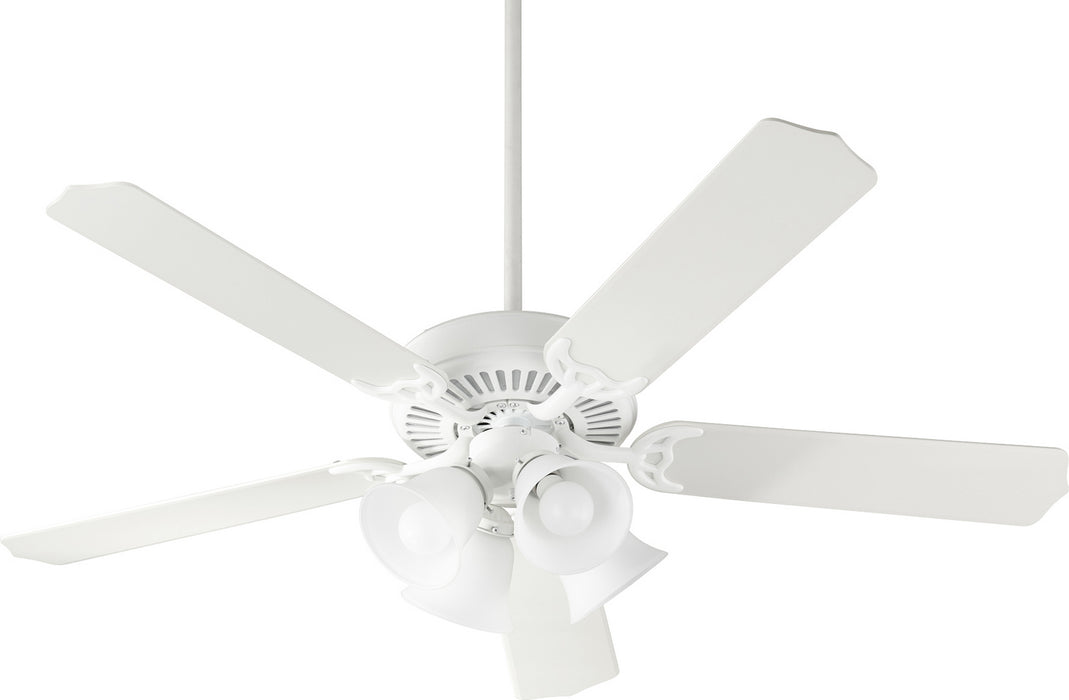 Quorum 7525-008 52" Ceiling Fan, Studio White w/ Satin Opal