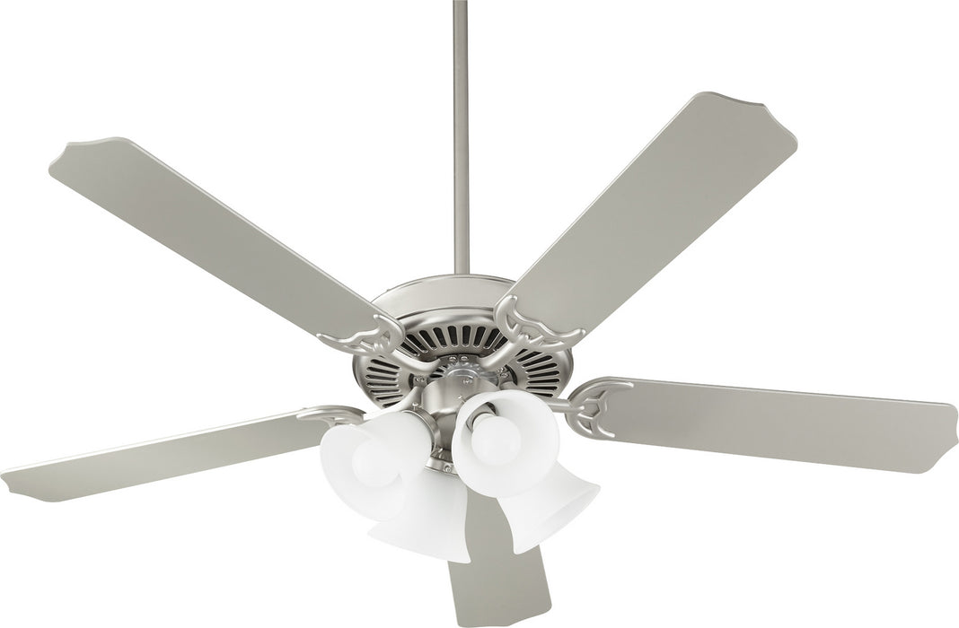 Quorum 7525-065 52" Ceiling Fan, Satin Nickel W/ Satin Opal