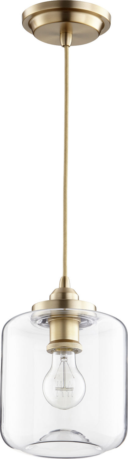Quorum 845-80 One Light Pendant, Aged Brass