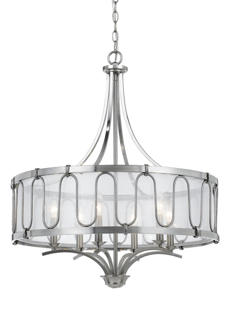 Cal Lighting FX-3646-6 Six Light Chandelier, Brushed Steel