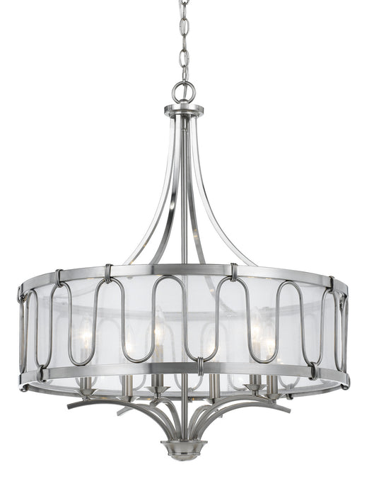 Cal Lighting FX-3646-6 Six Light Chandelier, Brushed Steel
