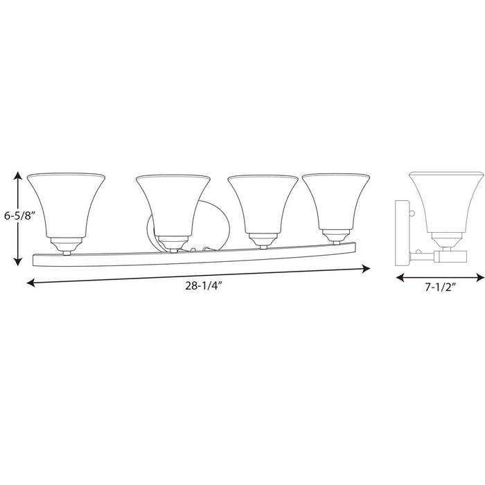 Progress Lighting P2011-20W Four Light Bath Bracket, Antique Bronze