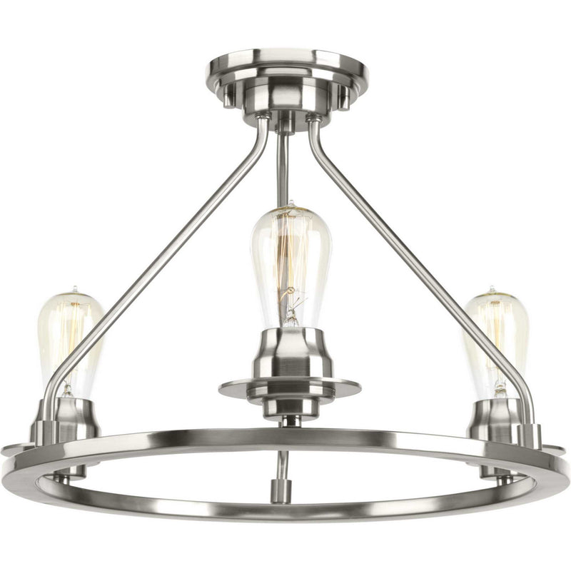 Progress Lighting P350036-009 Three Light Semi-Flush Convertible, Brushed Nickel