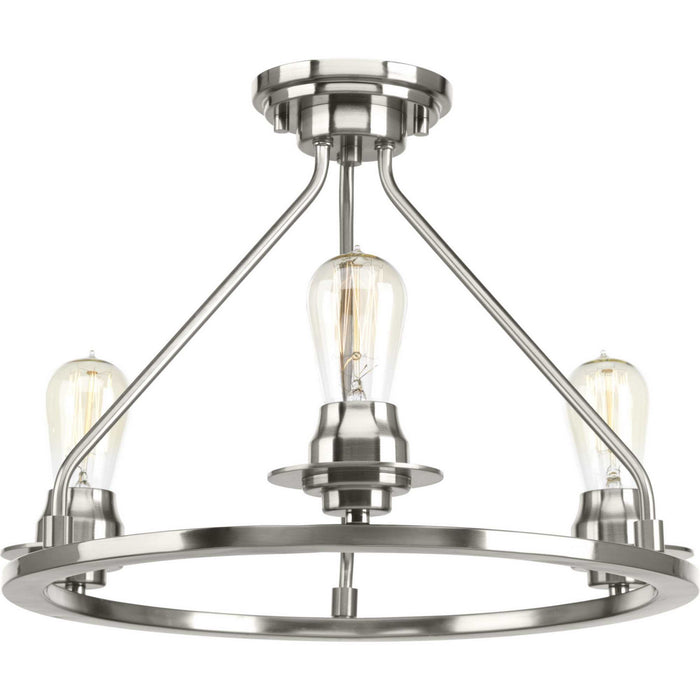 Progress Lighting P350036-009 Three Light Semi-Flush Convertible, Brushed Nickel