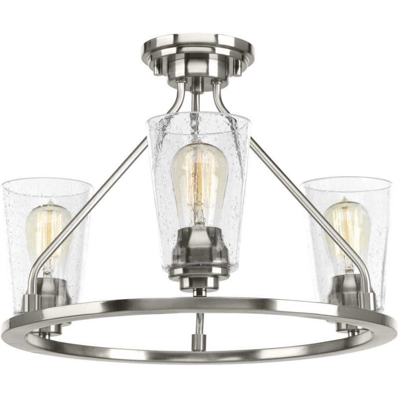 Progress Lighting P350036-009 Three Light Semi-Flush Convertible, Brushed Nickel
