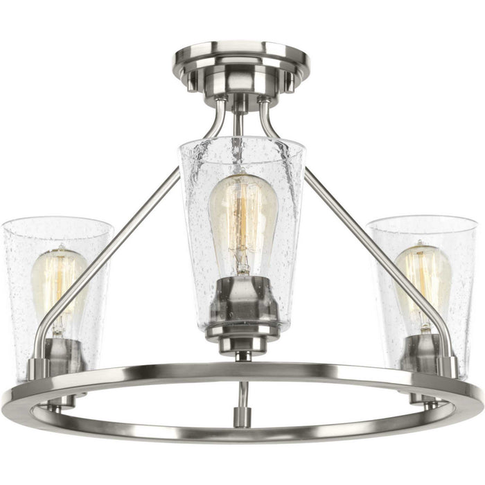 Progress Lighting P350036-009 Three Light Semi-Flush Convertible, Brushed Nickel