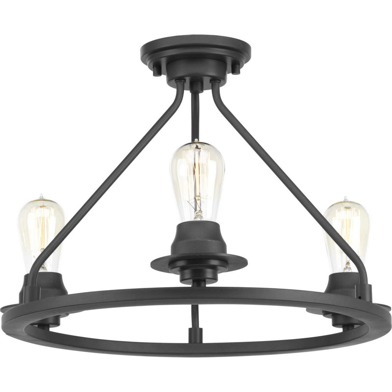 Progress Lighting P350036-143 Three Light Semi-Flush Convertible, Graphite