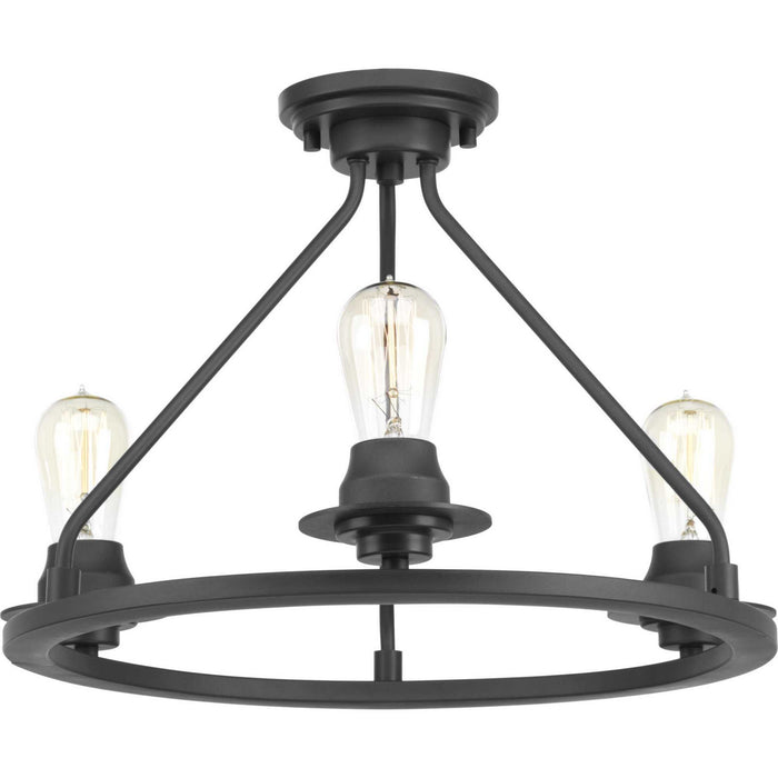 Progress Lighting P350036-143 Three Light Semi-Flush Convertible, Graphite