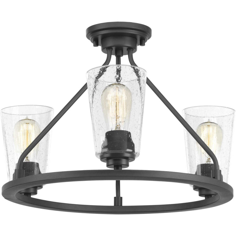 Progress Lighting P350036-143 Three Light Semi-Flush Convertible, Graphite