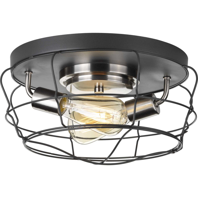 Progress Lighting P350037-143 Two Light Flush Mount, Graphite