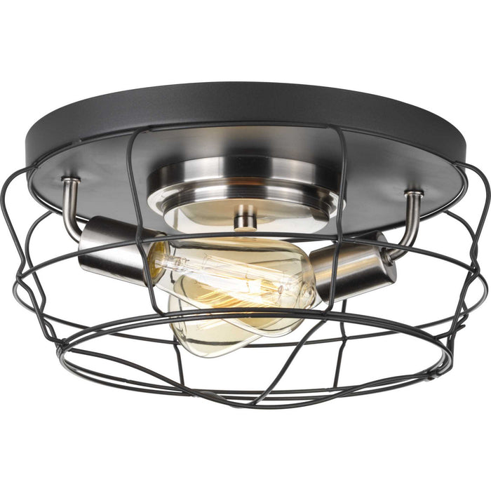 Progress Lighting P350037-143 Two Light Flush Mount, Graphite